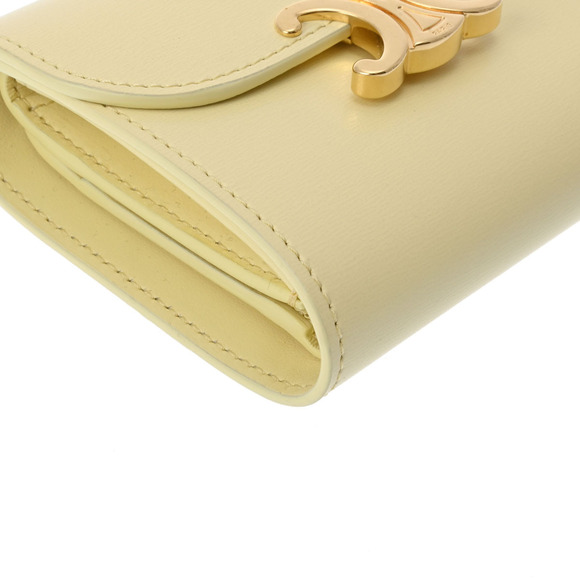 Celine Calfskin Bi fold Wallet Triomphe Yellow - Picture 4 of 12